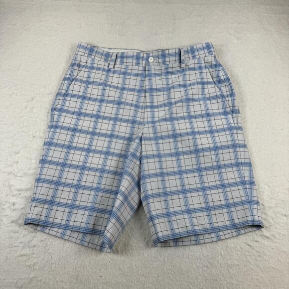 FootJoy Other - FootJoy Shorts Mens Size 32 Blue Plaid Chino Golf Stretch Microfiber Pockets